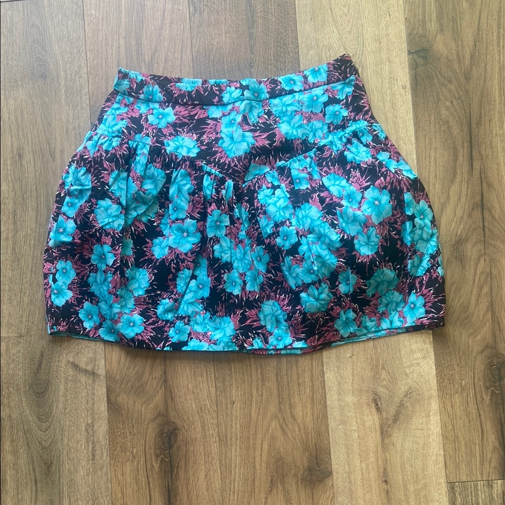 Zara Floral Mini Skirt - Blue and Pink